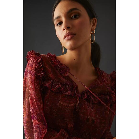 New Anthropologie MISA Raffi Long Sleeve Top $295 X-SMALL Septima Tapestry - Picture 2 of 6